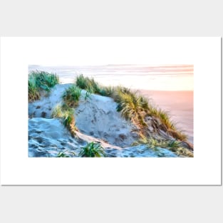 Golden Hour Sunset on Florence Dunes in Oregon Posters and Art